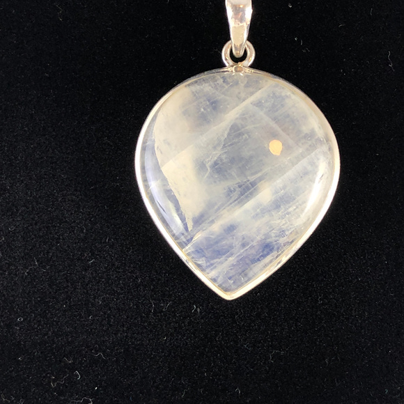 Huge Rainbow Moonstone Inverted Tear Drop Pendant - Picture 5 of 6